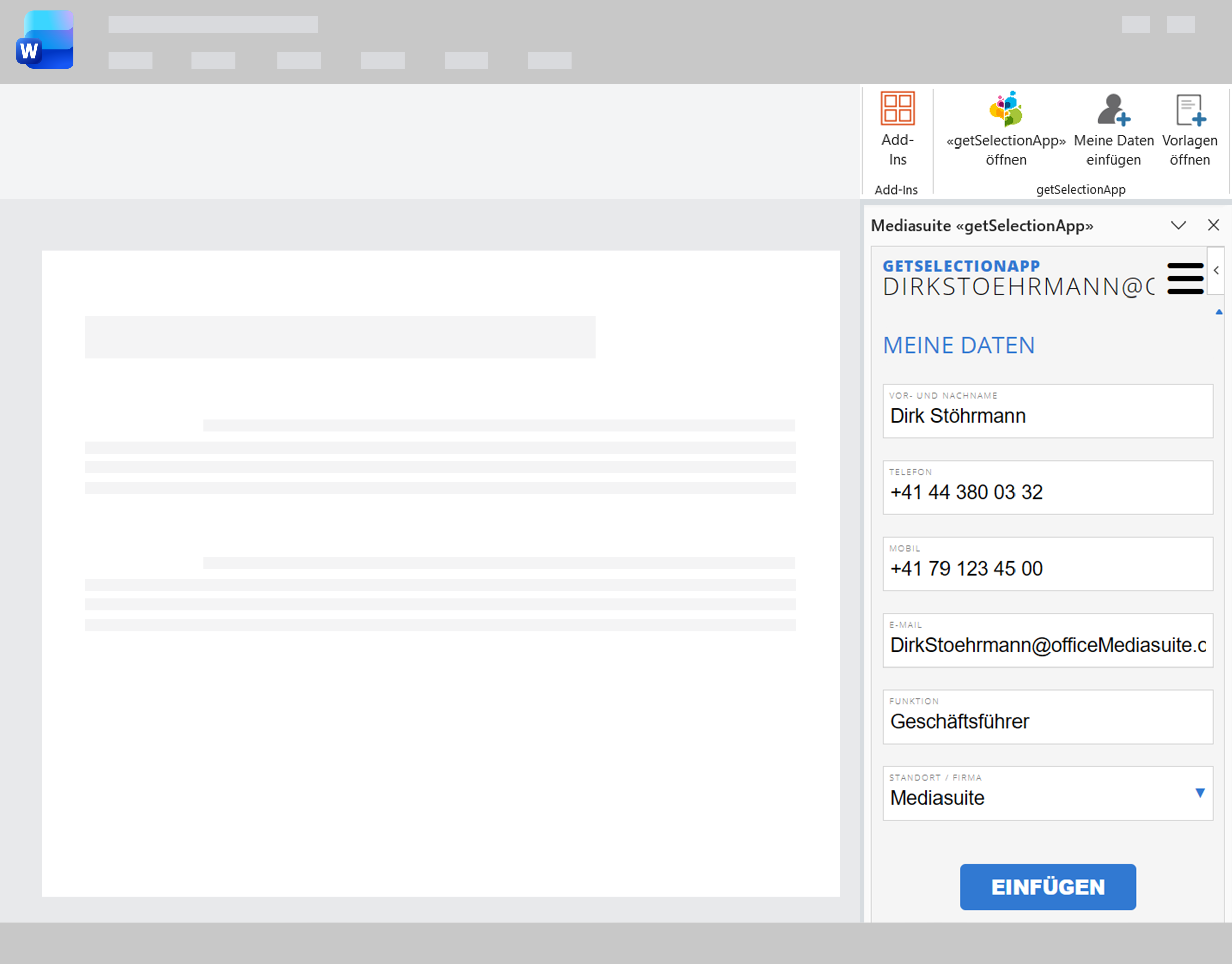 Schema der getSelectionApp
