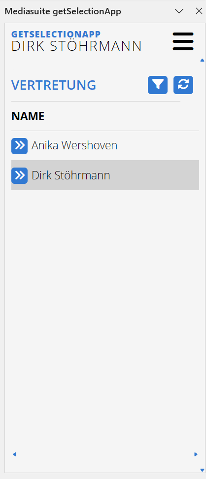 «getSelectionApp» - in Vertretung schreiben