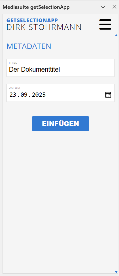 «getSelectionApp» - Metadaten